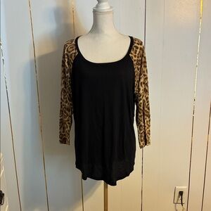 Torrid Leopard Print Sleeve Black Women's Top
